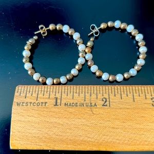 Italian pearl and gold tone beaded earrings